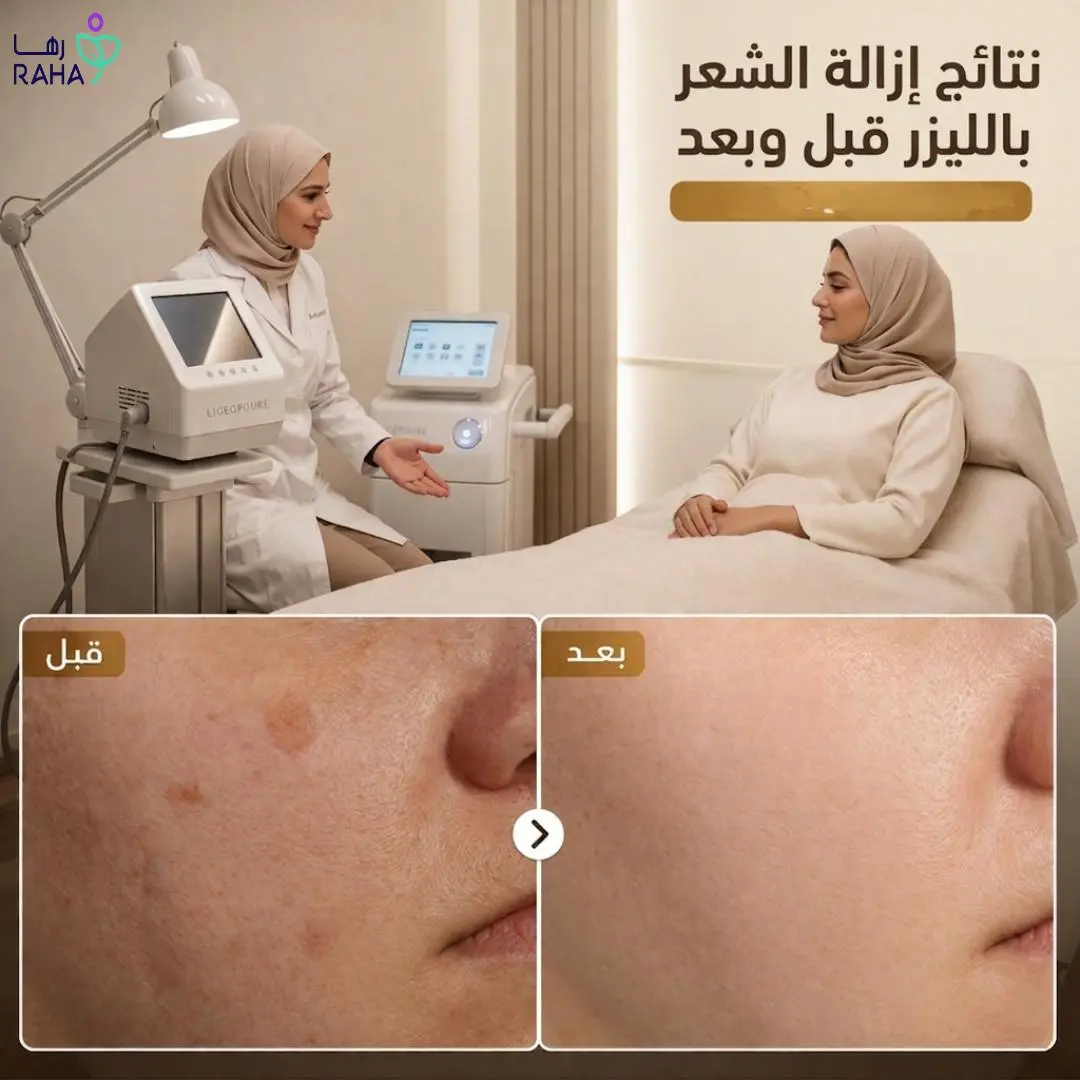 نتائج إزالة الشعر بالليزر قبل وبعد